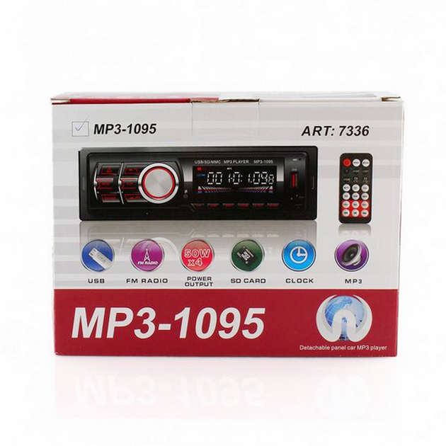 Автомагнитола 50Вт 1 DIN MP3 1095 BT 7336 с пультом и съемной панелью - изображение 10
