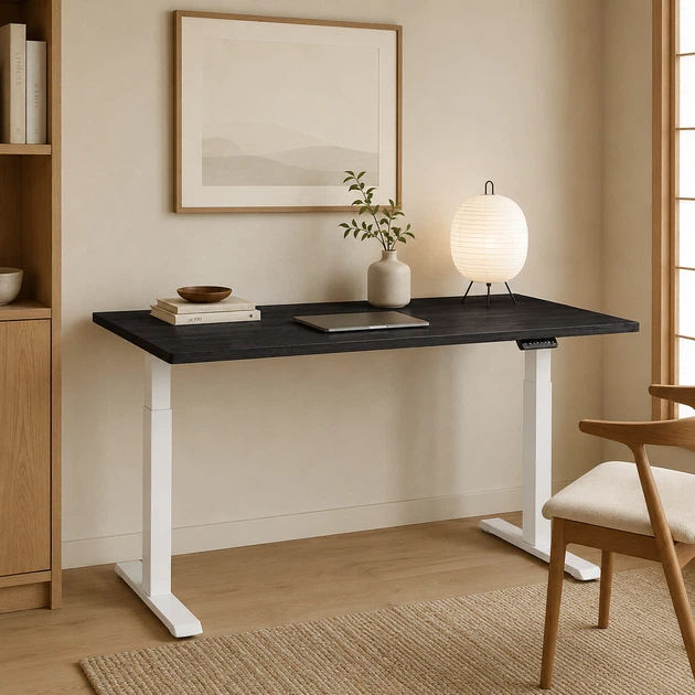 Стол Space 2 электрической регулировкой высоты Ferrum-decor 75x120x67 Белый металл ДСП Каштан Арвадонна 16 мм (SPACE2005) - изображение 2