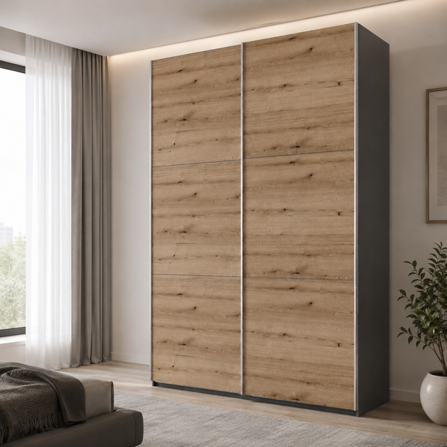 Шкаф купе Doros G-Caiser Антрацит/Дуб Эвок 2 ДСП / 3 части 160х60х240 (42005414) (DRS-012247) - Фото 3 Шкаф купе Doros G-Caiser Антрацит/Дуб Эвок 2 ДСП / 3 части 160х60х240 (42005414) (DRS-012247) - изображение 3