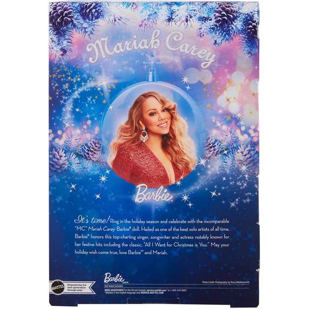 Колекційна лялька Barbie Holiday Celebration Collectible Mariah Carey, HJX17 - Фото 7 Колекційна лялька Barbie Holiday Celebration Collectible Mariah Carey, HJX17 - зображення 7