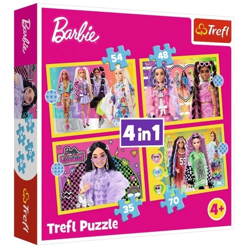 Пазл Trefl Barbie Веселий світ Барбі 4 в 1 (35, 48, 54, 70) (5900511346268) TREFL 5900511346268 1062368 - Фото 1 Пазл Trefl Barbie Веселий світ Барбі 4 в 1 (35, 48, 54, 70) (5900511346268) TREFL 5900511346268 1062368 - зображення 1