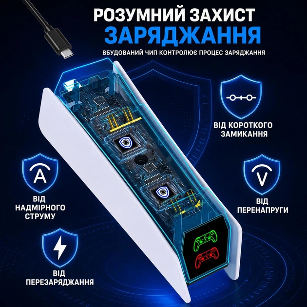 Зарядка для джойстиков PS5 с функциями Зарядное для джойстиков ps5 Зарядка для геймпадов PS5 Зарядная станция для джойстиков PS5 док станция пс5 подставка под джойстики ps5 - изображение 15