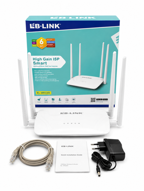 Роутер Wi-Fi 300 Мбит/с 2.4 ГГц с 4 антеннами 5 dBi, LAN портами и поддержкой до 64 устройств - Фото 2 Роутер Wi-Fi 300 Мбит/с 2.4 ГГц с 4 антеннами 5 dBi, LAN портами и поддержкой до 64 устройств - изображение 2