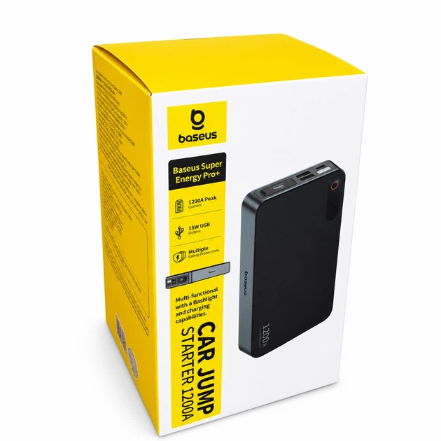 Пуско-зарядное устройство Baseus Super Energy Pro+ 12000mAh 1200A 12V автомобильный бустер Jump Starter черный - изображение 2