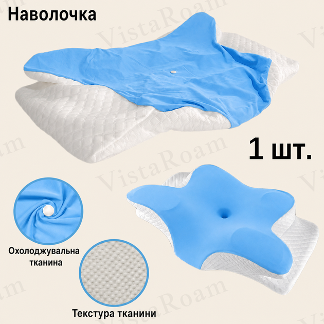 Наволочка на подушку «Бабочка» 62×41 см (11–13 см) - съемный чехол, дышащий, гипоаллергенный, сине-белый, KT8001203-N - Фото 1 Наволочка на подушку «Бабочка» 62×41 см (11–13 см) - съемный чехол, дышащий, гипоаллергенный, сине-белый, KT8001203-N - изображение 1