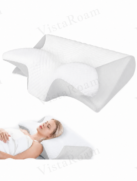 Ортопедическая подушка Memory Foam для шеи и плеч 62×37-8-12 см, форма бабочка, эффект памяти 1300гр KT7006270 - Фото 8 Ортопедическая подушка Memory Foam для шеи и плеч 62×37-8-12 см, форма бабочка, эффект памяти 1300гр KT7006270 - изображение 8