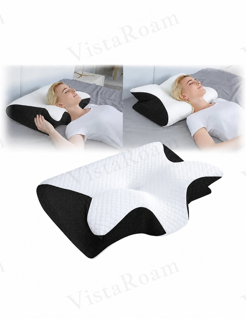 Ортопедическая подушка Memory Foam для шеи и плеч 62×37-8-12 см, форма бабочка, эффект памяти 1300гр KT7006278 - изображение 7