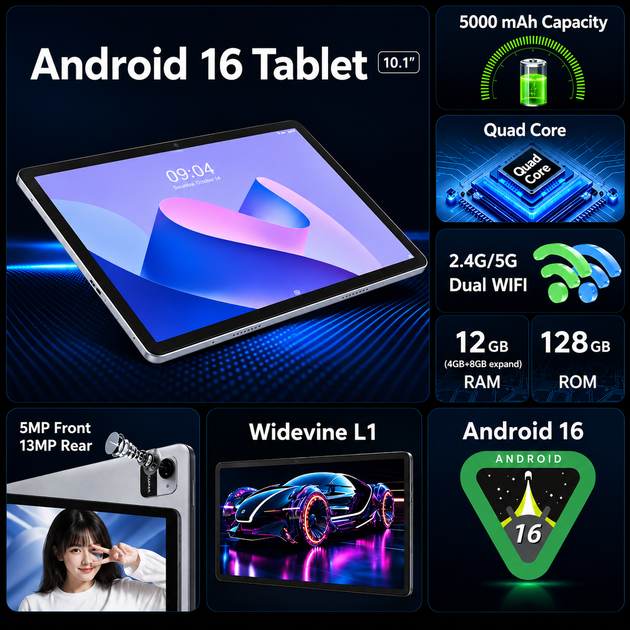 Планшет Crelander W30 Pro 10.1" HD 12GB/128GB с клавиатурой, мышкой и стилусом - изображение 8