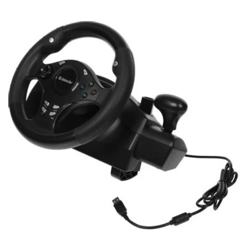 Кермо ігрове Defender Rager, Black, USB, 12 кнопок, 8-позиційний D-Pad, вібрація, педалі (газ / гальмо, 1.6 м), діаметр 250 мм, кут повороту 270°, для ПК / PlayStation 4/3 / Nintendo Switch / XBOX One/Series X/S, 2 м (64067) - изображение 3
