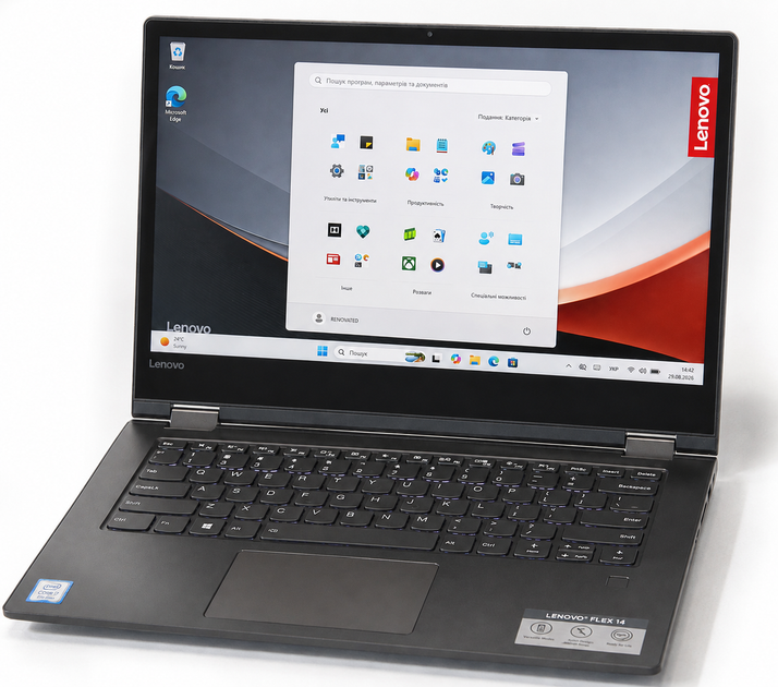 Ноутбук Lenovo Flex 6-14IKB Core i7-8550U 8GB DDR4 SSD 256GB 14" FHD Touch 360° Чорний Б/У - изображение 4