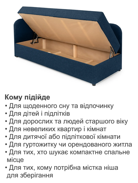 Диван-кровать Альфа 198×80 см, синий - изображение 7