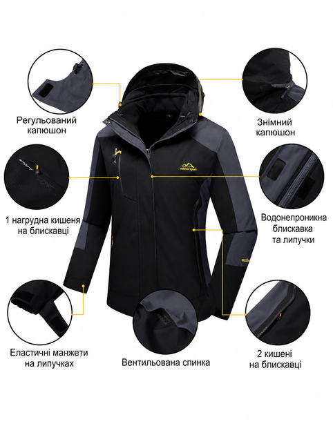 Жіноча зимова куртка Layer Pro 3 в 1 чорна L - зображення 4