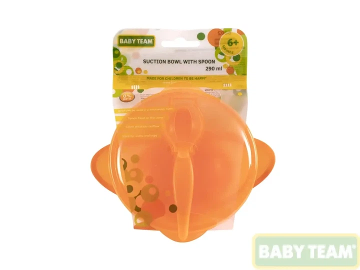 Тарелка на присоске с крышкой и ложкой Baby team 290 мл 6+ арт 6002 - Фото 2 Тарелка на присоске с крышкой и ложкой Baby team 290 мл 6+ арт 6002 - изображение 2