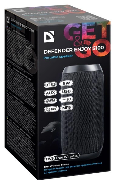 Портативна акустика Defender Enjoy S100 чорний (65101) (6974735) - Фото 5 Портативна акустика Defender Enjoy S100 чорний (65101) (6974735) - изображение 5