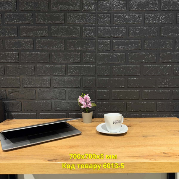 Самоклеящаяся 3D панель кирпич деко Графит 700x700x5 мм - изображение 3