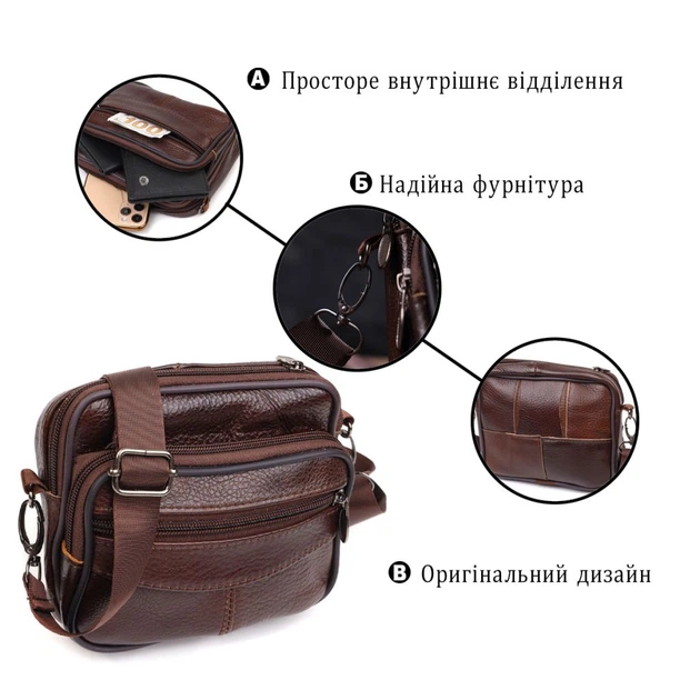 Сумка Vintage Поясная из натуральной кожи Коричневая (21486) - Фото 3 Сумка Vintage Поясная из натуральной кожи Коричневая (21486) - изображение 3