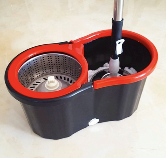Турбошва швабра з відром і центрифугою Spin Mop 360, відро 8 л із самовіджимом, мікрофібра Чорне - Фото 8 Турбошва швабра з відром і центрифугою Spin Mop 360, відро 8 л із самовіджимом, мікрофібра Чорне - зображення 8