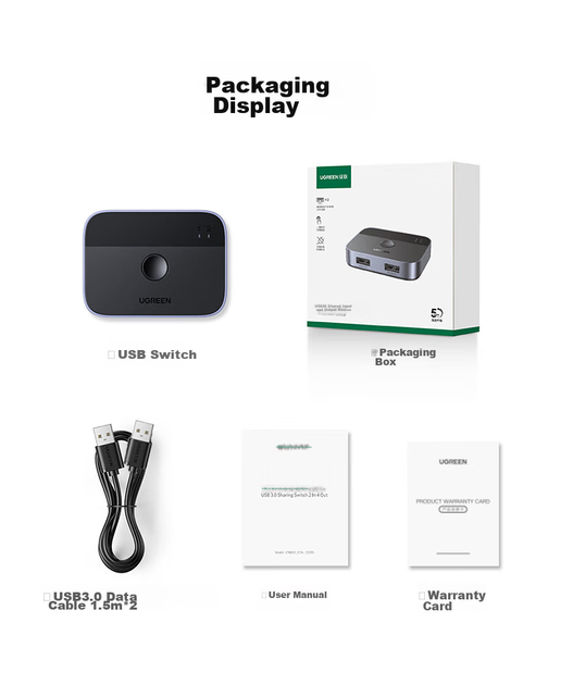 KVM-перемикач UGREEN U5830 2-портовий USB 3.0 (35313) - Фото 3 KVM-перемикач UGREEN U5830 2-портовий USB 3.0 (35313) - зображення 3