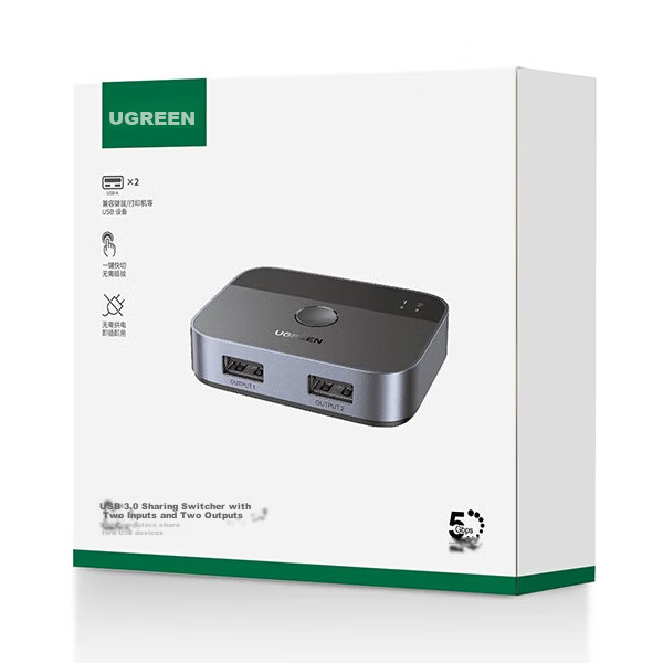 KVM-перемикач UGREEN U5830 2-портовий USB 3.0 (35313) - Фото 4 KVM-перемикач UGREEN U5830 2-портовий USB 3.0 (35313) - зображення 4