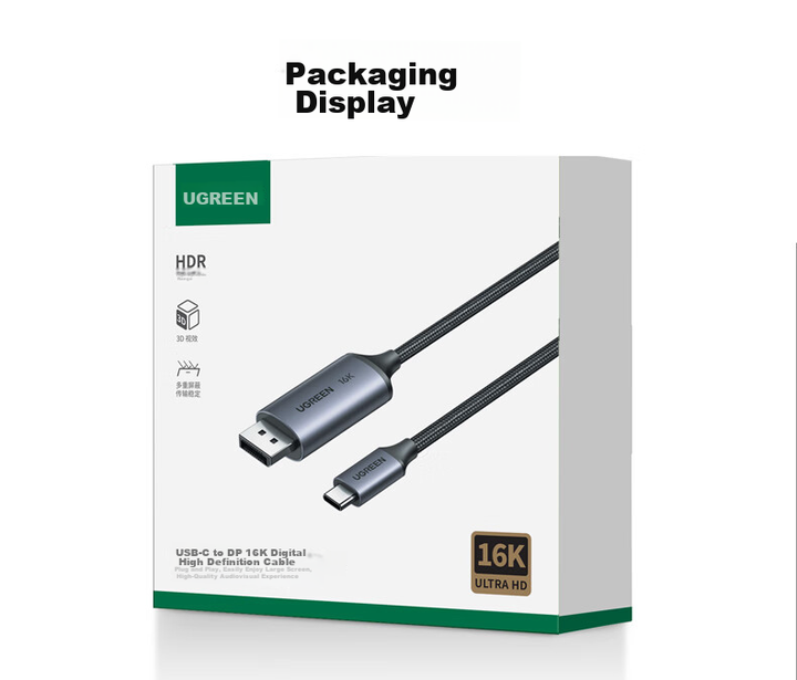 Кабель Ugreen USB Type-C - DisplayPort 2.1 16K 1.5 м (25864) - Фото 20 Кабель Ugreen USB Type-C - DisplayPort 2.1 16K 1.5 м (25864) - зображення 20