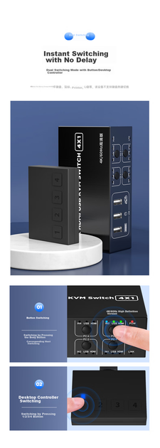 KVM-перемикач Biaze KVM09 4-портовий HDMI-USB 4K 60 Гц - зображення 9