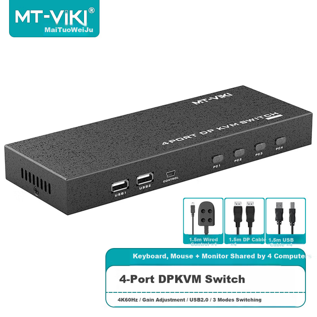 KVM-перемикач MT-Viki MT-PK401 4-портовий DisplayPort 4K x 2K @ 60 Гц - зображення 2