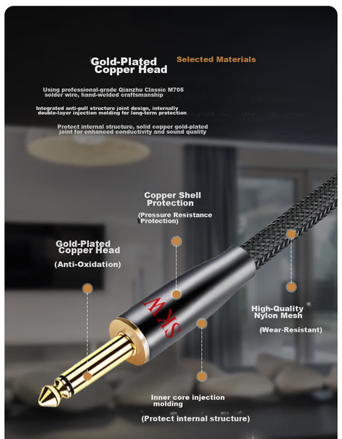 Микрофонный кабель SKW ZD-03 XLR (гнездо) — Jack 1/4 (6.3 мм) 2 м - изображение 6