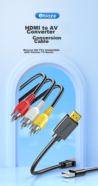 Кабель-преобразователь BIAZE ZH259 HDMI на AV черный 1 м (ZH259-1m) - изображение 2