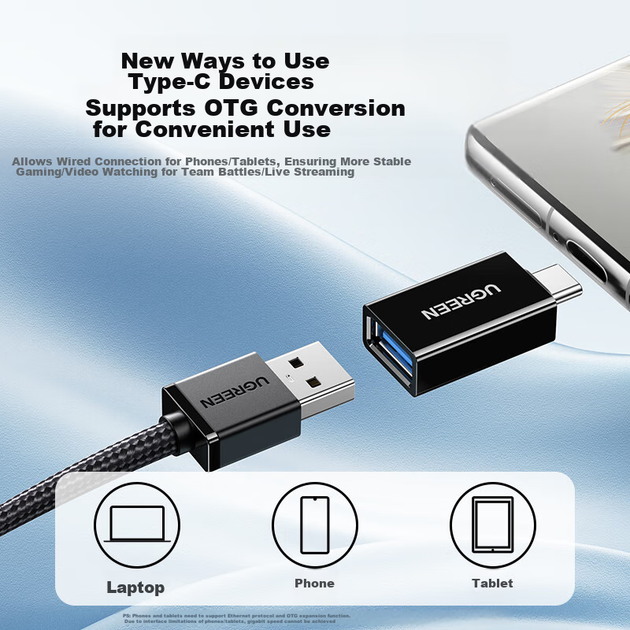 Сетевой адаптер Ugreen 15636 / USB 3.0 / Gigabit Ethernet (RJ45) / Black - изображение 5
