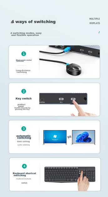 KVM-перемикач MT-Viki MT-HK201W 2-портовий HDMI-USB 4K при 30 Гц - зображення 8