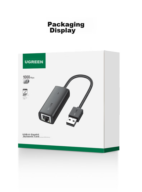 Сетевой адаптер Ugreen 15636 / USB 3.0 / Gigabit Ethernet (RJ45) / Black - изображение 17