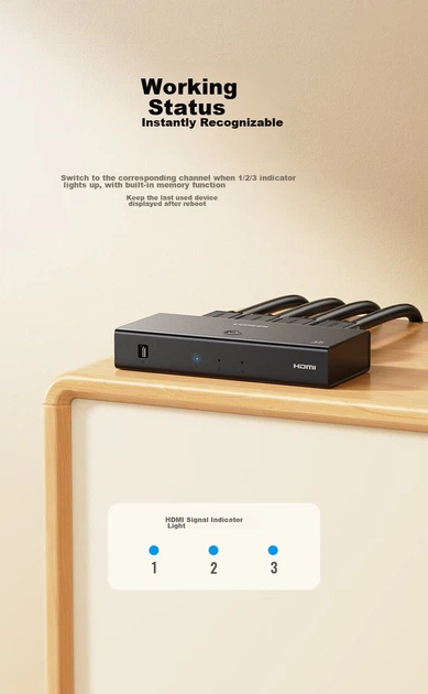 Перемикач UGREEN 90800 HDMI 2.0 4K 60 Гц - Фото 15 Перемикач UGREEN 90800 HDMI 2.0 4K 60 Гц - зображення 15