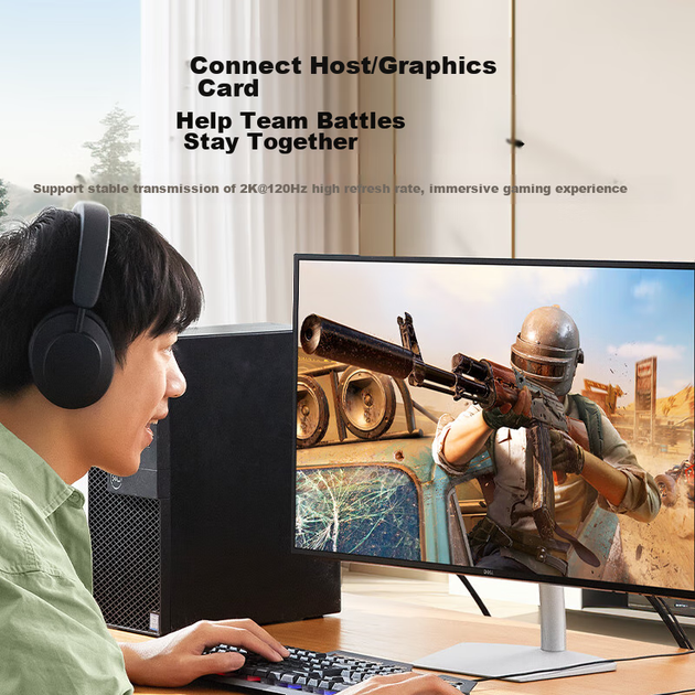 Адаптерний кабель UGREEN DP-HDMI, відео 4K60Hz, DisplayPort-HDMI 2.0, для підключення комп'ютера до телевізора, 2 м, модель 15774 - Фото 3 Адаптерний кабель UGREEN DP-HDMI, відео 4K60Hz, DisplayPort-HDMI 2.0, для підключення комп'ютера до телевізора, 2 м, модель 15774 - зображення 3
