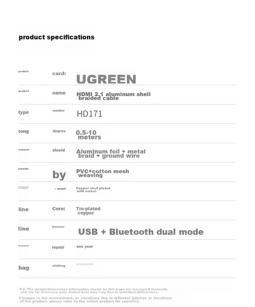Кабель Ugreen 25913 HDMI - HDMI HDMI 2.1 8K при 60 Гц 4K при 240 Гц 8 м - Фото 11 Кабель Ugreen 25913 HDMI - HDMI HDMI 2.1 8K при 60 Гц 4K при 240 Гц 8 м - зображення 11