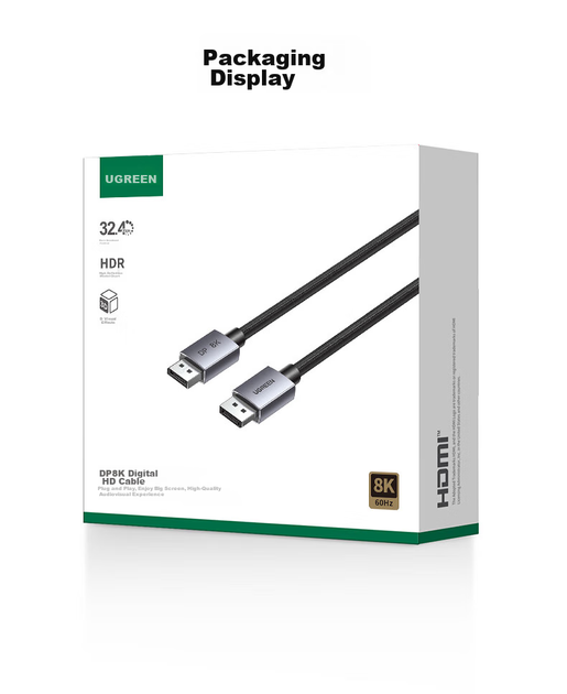Кабель Ugreen DP120 DisplayPort - DisplayPort 1.4 8K@60 Гц, 4K@240 Гц 3 м (25906) - изображение 11