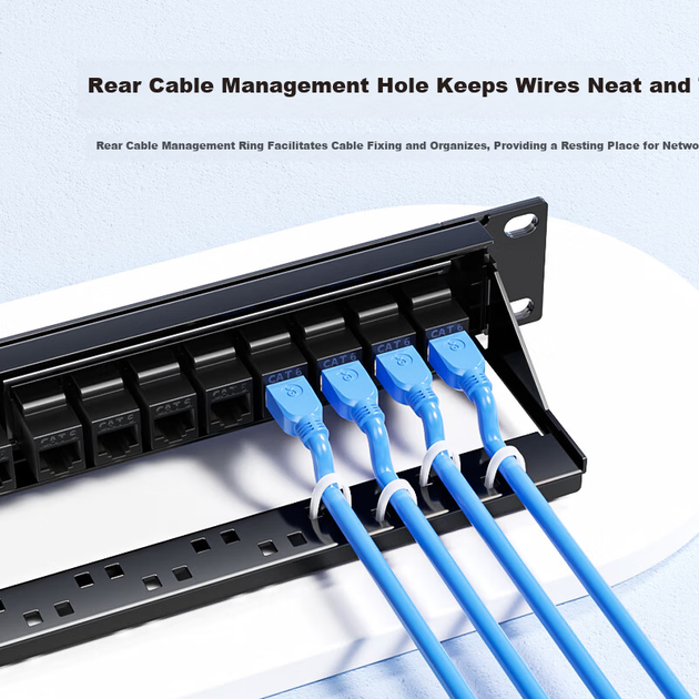 Патч-панель Biaze TT86 24 порти Cat 6 UTP у зборі з органайзером - Фото 8 Патч-панель Biaze TT86 24 порти Cat 6 UTP у зборі з органайзером - зображення 8