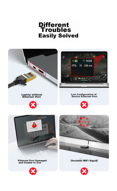 Сетевой адаптер Ugreen 15637 / USB Type-C / Gigabit Ethernet / Black - Фото 2 Сетевой адаптер Ugreen 15637 / USB Type-C / Gigabit Ethernet / Black - изображение 2