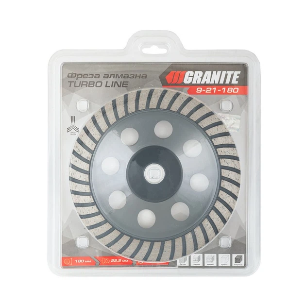 Фреза для каменю GRANITE TURBO LINE алмазна торцева 180х22.2 мм 8300 об/хв 9-21-180 - изображение 2