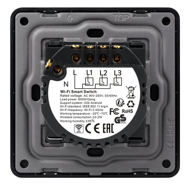 Розумний вимикач з WiFi + BLE 1DAL | Сенсорний , Чорний, З нулем (G86D-SW1G.WF.BL) - зображення 3