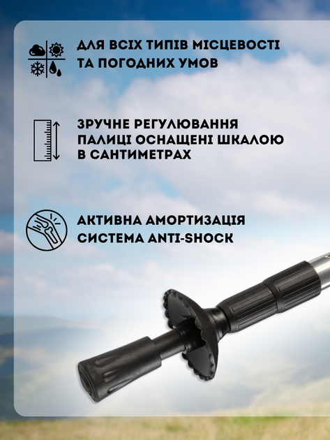 Палки для скандинавской ходьбы спортивные трекинговые для пожилых людей скандинавские для похода в горы трекенговые палочки треккинга хайкинга ТБ0260 Hechpro - изображение 3