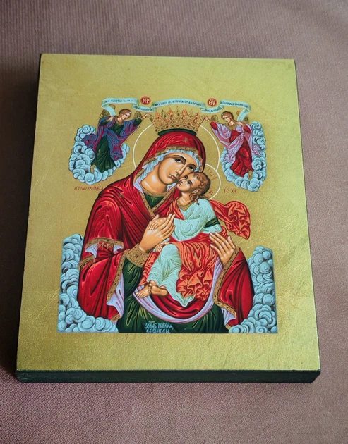 Маленькая писаная икона Божией Матери Гликофилуса (Сладкое Лобзание) 10×12,5 см - Фото 3 Маленькая писаная икона Божией Матери Гликофилуса (Сладкое Лобзание) 10×12,5 см - изображение 3
