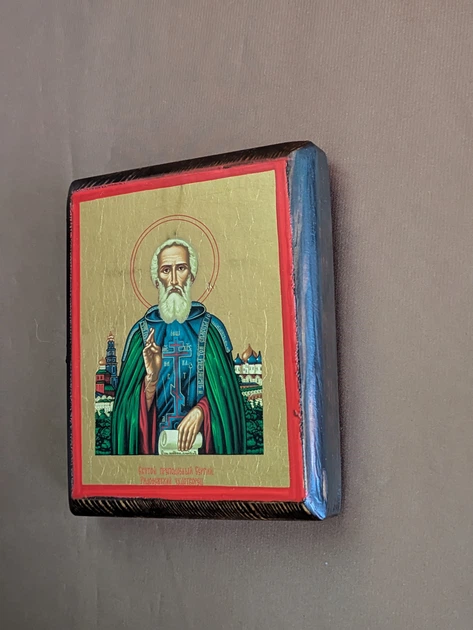 Маленькая писаная икона Сергия Радонежского 11×13 см - изображение 6