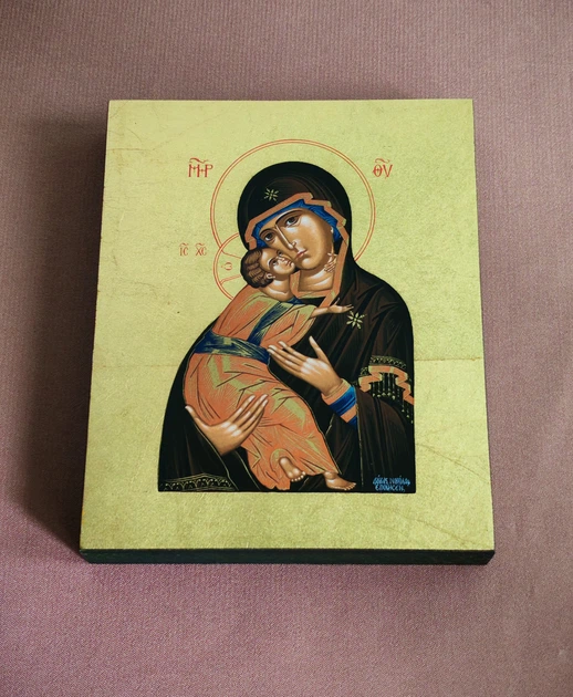 Писаная Владимирская икона Божией Матери (Вышгородская) 10×12,5 см - изображение 3