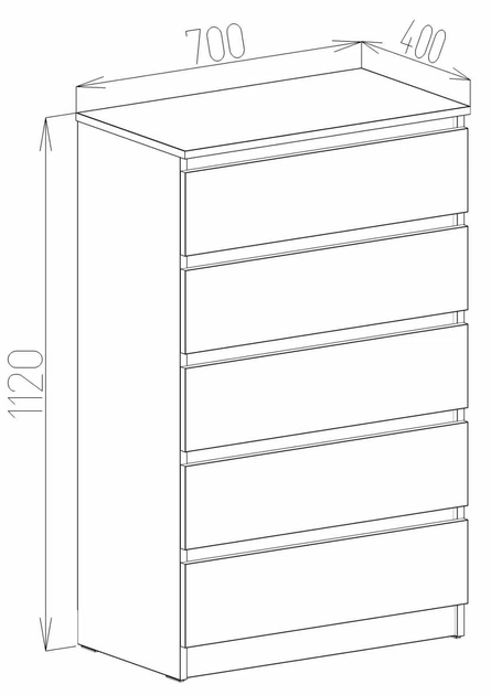 Комод підлоговий MEBLIBUD ELISA з шухлядами 70X40X112 см Білий - Фото 4 Комод підлоговий MEBLIBUD ELISA з шухлядами 70X40X112 см Білий - зображення 4