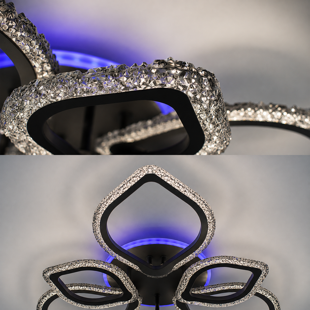 Управляемая светодиодная СМАРТ люстра ESLLSE AZALIA ICE RGB 100W 7R 680x110мм Черная - изображение 3