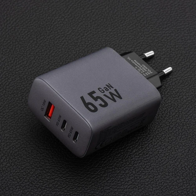 Сетевое зарядное устройство Forcell F-Energy GaN 2 x USB C + USB A QC4.0 PD 4A 65W Grey (5903396231452) - изображение 9
