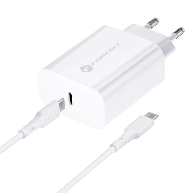 Сетевое зарядное устройство Forcell F-Energy USB C QC4.0 PD 3A 25W + кабель USB C to USB C White (5903396108099) - изображение 2