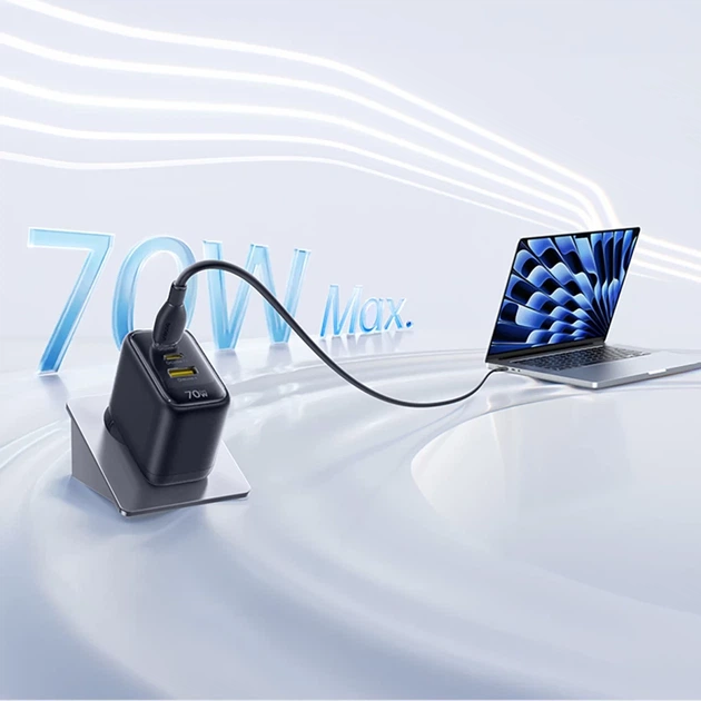 Сетевое зарядное устройство Baseus EnerFill FE22 70W 2x USB-C + USB-A Black (6942521209712) - Фото 7 Сетевое зарядное устройство Baseus EnerFill FE22 70W 2x USB-C + USB-A Black (6942521209712) - изображение 7