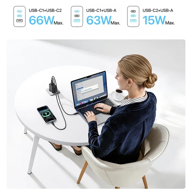 Сетевое зарядное устройство Baseus EnerFill FE22 70W 2x USB-C + USB-A Black (6942521209712) - Фото 11 Сетевое зарядное устройство Baseus EnerFill FE22 70W 2x USB-C + USB-A Black (6942521209712) - изображение 11