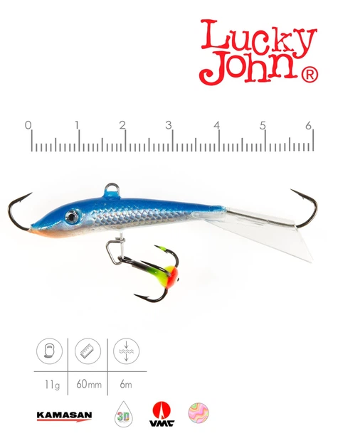 Балансир Lucky John FIN 4 60 мм морозостойкий пластик 15 г цвет 15H - изображение 2